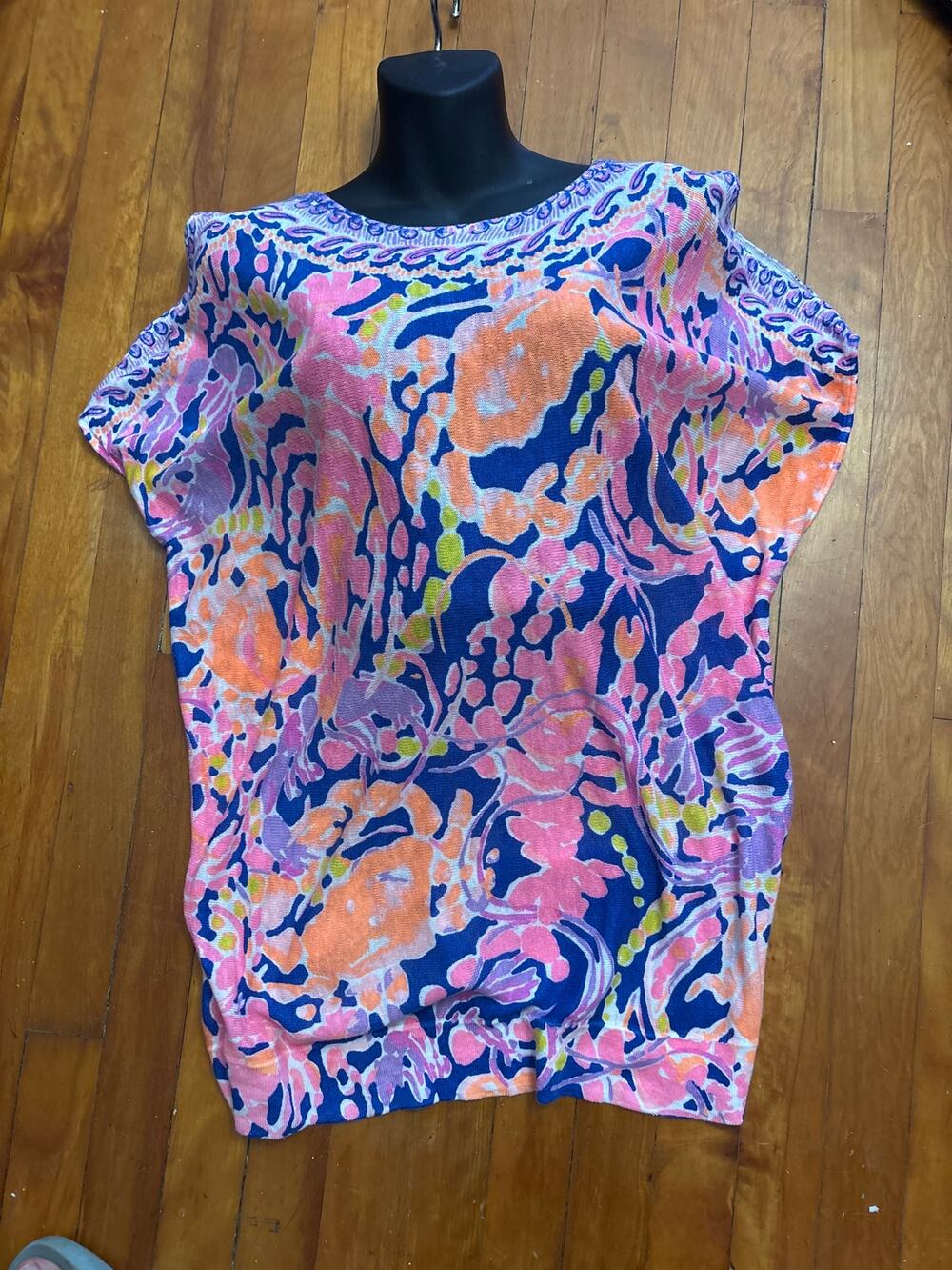 LILLY PULITZER ELLISTON LINEN TOP SWEATER MULTICOLORED L/XL
